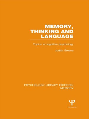 cover image of Memory, Thinking and Language (PLE